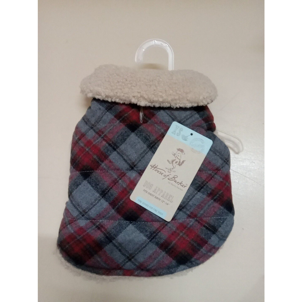 House Of Barker Xsmall Gray Plaid Fuzzy Wrap Jacket